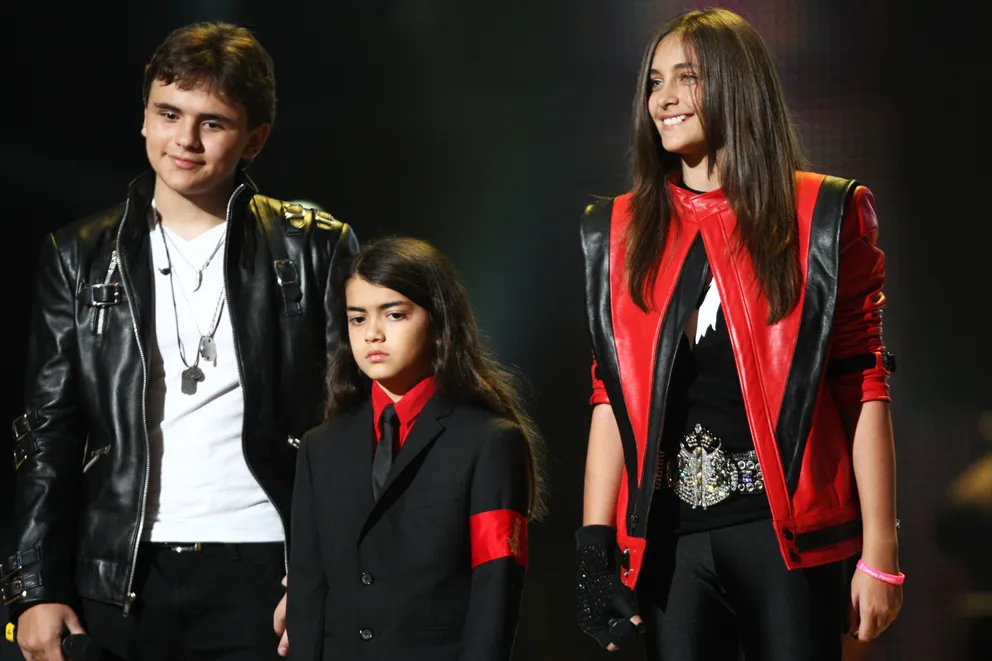 Prince, Blanket, and Paris Jackson appear onstage at the "Michael Forever" concert to remember the late Michael Jackson in Cardiff, United Kingdom, on October 8, 2011 | Source: Getty Images