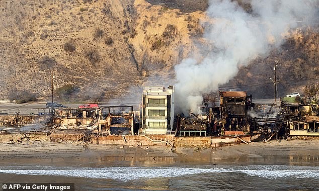 Aerial views show the mansion was largely unaffected by the fire.