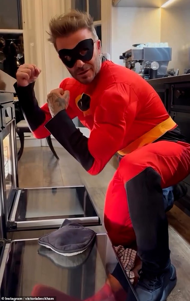 Among the clips shared were images of her husband shirtless and also showing bulging muscles as she dressed as one of the Incredibles