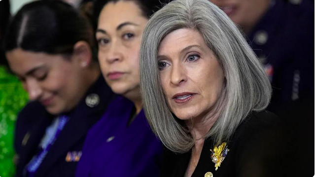 Sen. Joni Ernst of Iowa, a retired military officer, was present at the event at the White House on Thursday.